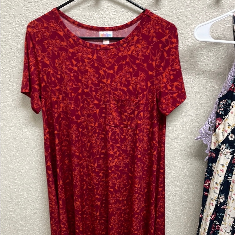 Red and Orange Floral Dress